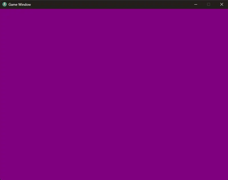 The renderer filling the screen with purple
